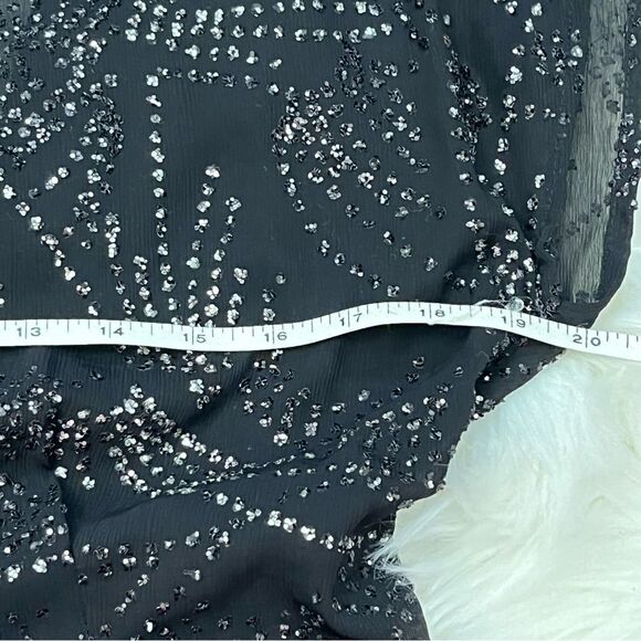 CFTC Studio Vintage 80’s Black Silk Beaded Evening Top M - Picture 8 of 10